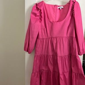 Baby Pink Ruffled Likely Dress Size 6 with Puffy Long Sleeves